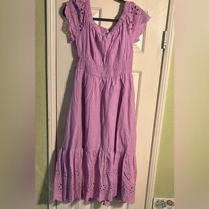 Easel Lavender Eyelet Maxi Dress Small NWT